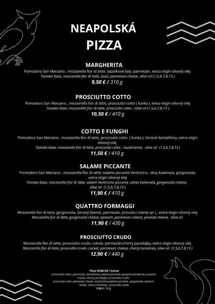 pizza menu